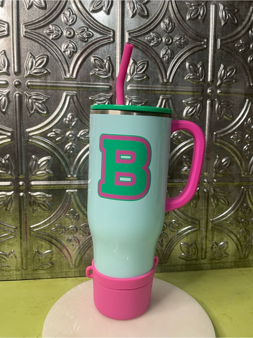 Initial B bright colored swig tumbler cup